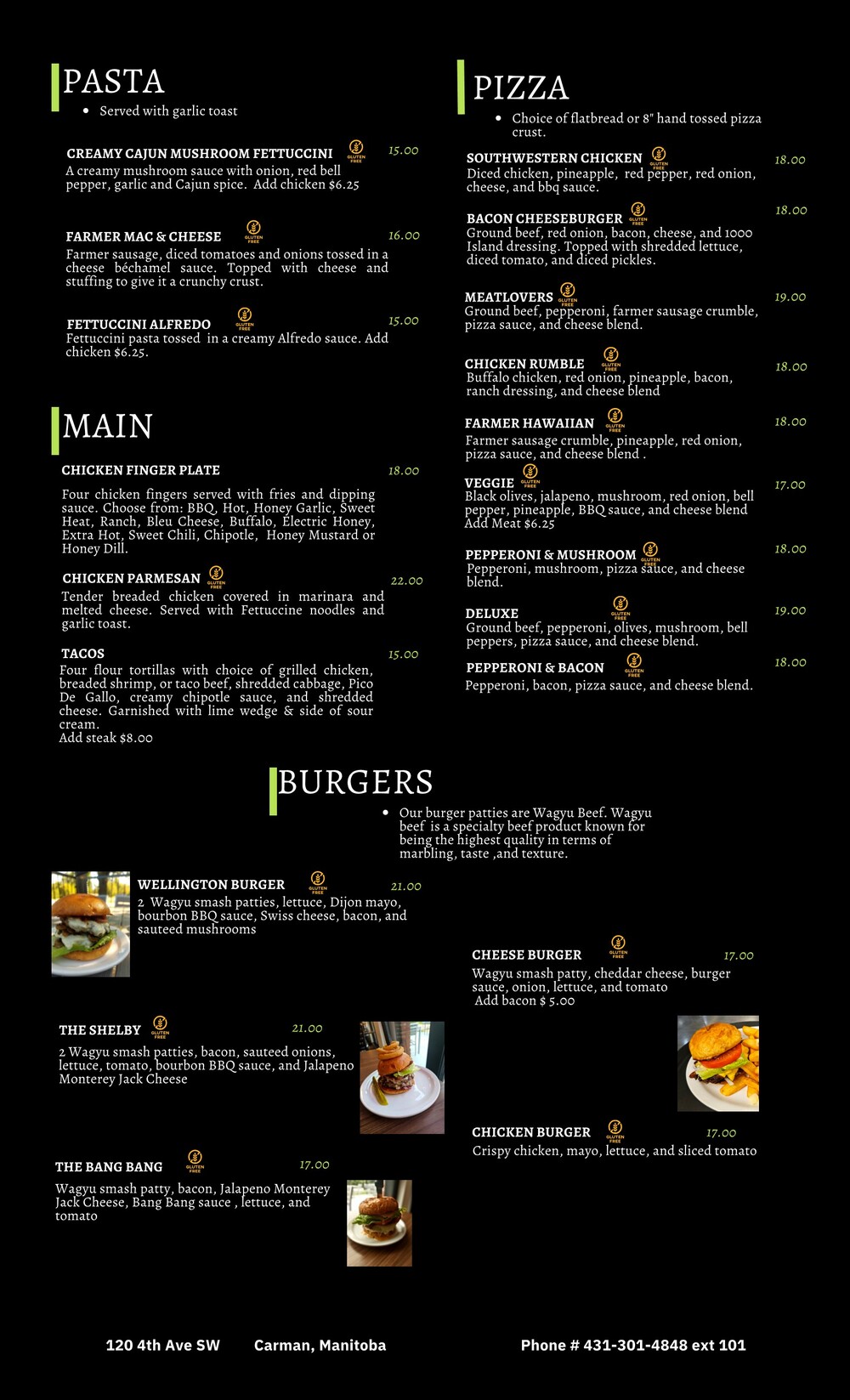 Take Out and Dine in Menu 2