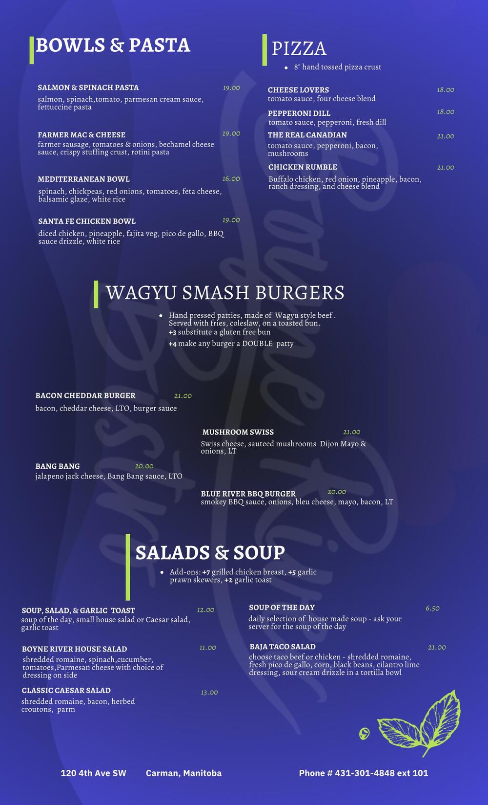 Take Out and Dine in Menu 2