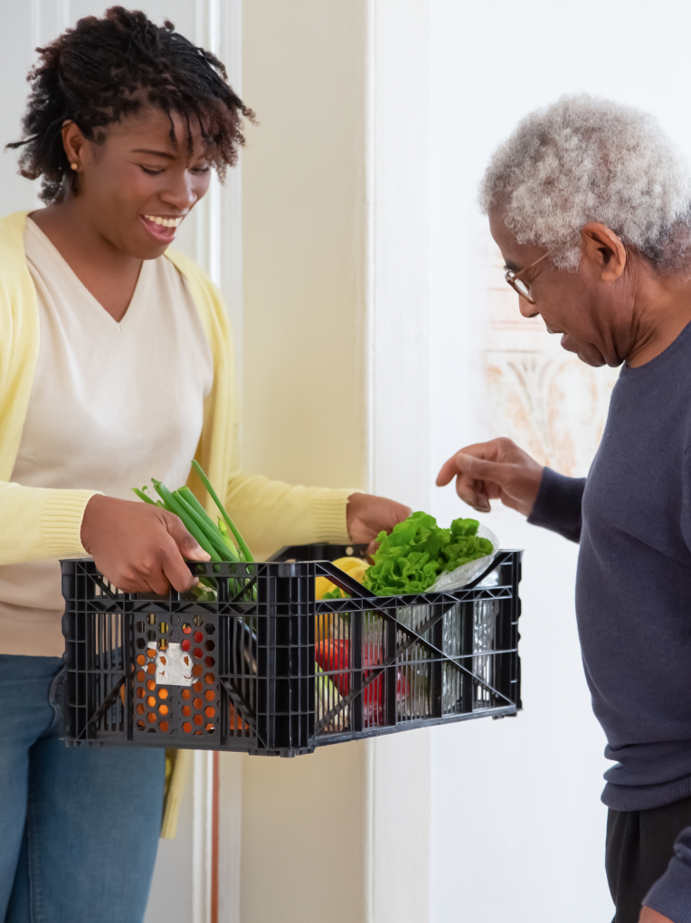 Person receiving groceries